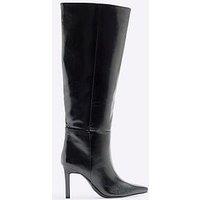 River Island Straight Shaft High Leg Boot - Black