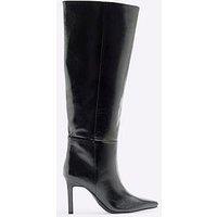 River Island Wide Fit Straight High Leg Boot - Black