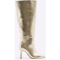 River Island Straight Shaft High Leg Boot - Gold