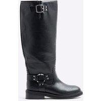 River Island High Leg Biker Boot - Black