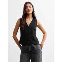 New Look Black Asymmetric Buttoned Waistcoat