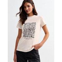 New Look Off White Foil Leopard Print Graphic T-Shirt