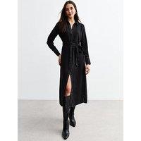 New Look Contrast Stitch Midi Shirt Dress - Black