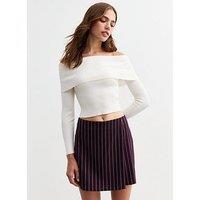 New Look Burgundy Pinstriped Wrap Skort