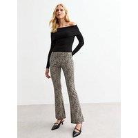 New Look Zebra Print Woven Flared Jersey Trousers - Black