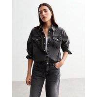 New Look Denim Western Shirt - Dark Grey