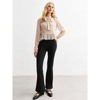 New Look Floral Lace Flared Trousers - Black