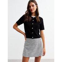 New Look White Boucle Wrap Mini Skirt