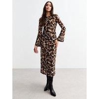 New Look Leopard Mesh Midi Dress - Print
