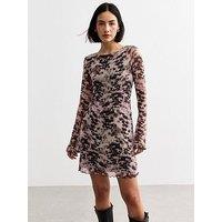 New Look Blur Animal Mesh Mini Dress - Print