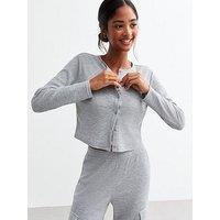 New Look Grey Waffle Rib Pyjama Cardigan