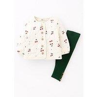 Mini V By Very Baby Girls Quilted Cherry Jersey Jacket And Legging Set