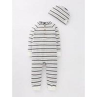 Mini V By Very Baby Boys Granddad Stripe Romper And Hat Set - Multi