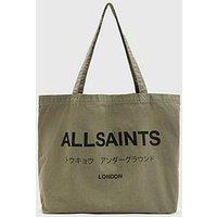 Allsaints Underground Logo Printed Tote Bag - Dark Green