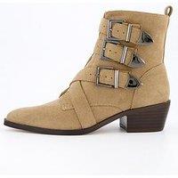 V By Very Buckle Western Ankle Boot - Taupe