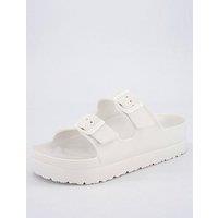 Everyday Twin Strap Buckle Slider Sandal - White