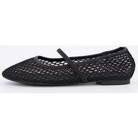 V By Very Mesh Round Toe Ballerina Shoes - Black