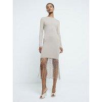 River Island Metallic Fringe Dress - Gold