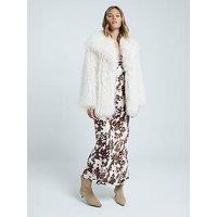 River Island Oversized Mongolian Jacket - Cream