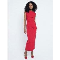 River Island Ruched Asymmetric Top - Red