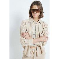 River Island Relaxed Corduroy Shirt - Beige