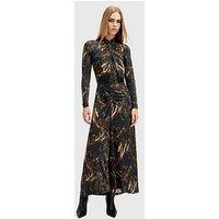 Allsaints Mina Slim Fit Printed Maxi Dress - Black