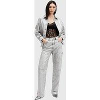 Allsaints Mia Metallic Wide Leg Denim Cargo Jeans - Silver