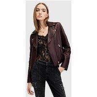 Allsaints Balfern Leather Biker Jacket - Dark Red