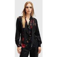 Allsaints Toni Silk Blend Printed Shirt - Black