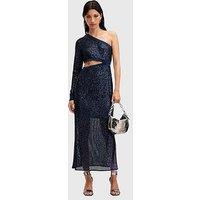 Allsaints Daisy Topaz Sequin Cut Out Maxi Dress - Dark Blue