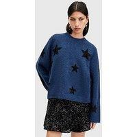 Allsaints Starlet Brushed Jacquard Print Jumper - Dark Blue