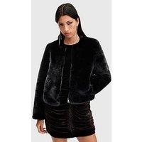 Allsaints Florence Faux Fur Cropped Coat - Black