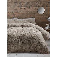 Catherine Lansfield Cuddly Faux Fur Fleece Duvet Set- Natural - King