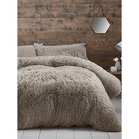 Catherine Lansfield Cuddly Faux Fur Fleece Duvet Set- Natural