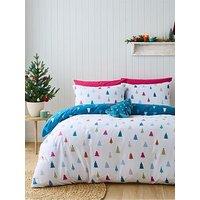 Catherine Lansfield Christmas Tree Duvet Set- Single - Multi