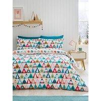 Catherine Lansfield Christmas Geo Duvet Set- Single - Multi