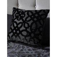 Catherine Lansfield Lattice Cut Velvet Filled Cushion - Black