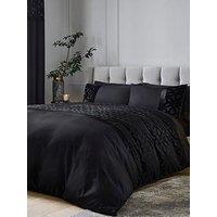Catherine Lansfield Lattice Cut Velvet Duvet Cover Set In Black