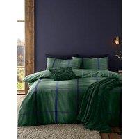 Catherine Lansfield Brushed 100% Cotton Melrose Tweed Duvet Set - Green