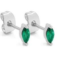 Say It With Green Cz Marquise Stud Earrings - Silver