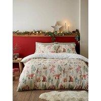 Fusion Christmas Woodland Animals Plush Duvet Set - Natural