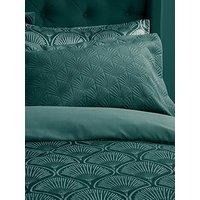 Catherine Lansfield Art Deco Pearl Pillow Sham Pair In Green