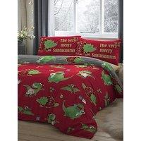 Bedlam Santasaurus Christmas Duvet Set - Red