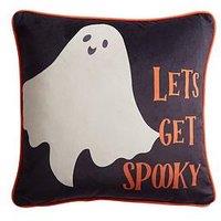 Bedlam Spooky Ghosts Velvet Halloween Cushion - Black