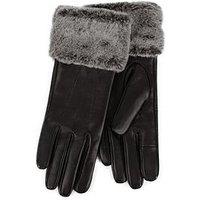 Totes Isotoner Leather Gloves With Faux Fur Cuff