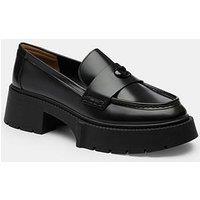 Coach Leah Platform Leather Loafers - Black