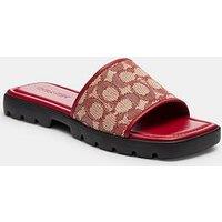 Coach Florence Signature Textile Jacquard Sandals - Dark Red