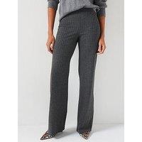 V By Very Wide Leg Pinstripe Trouser - Grey