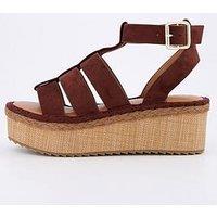 V By Very Wide Fit Wedge Gladiator Sandal - Choc