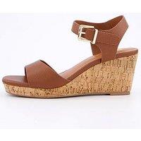 V By Very Mid Wedge Sandals - Brown - Tan